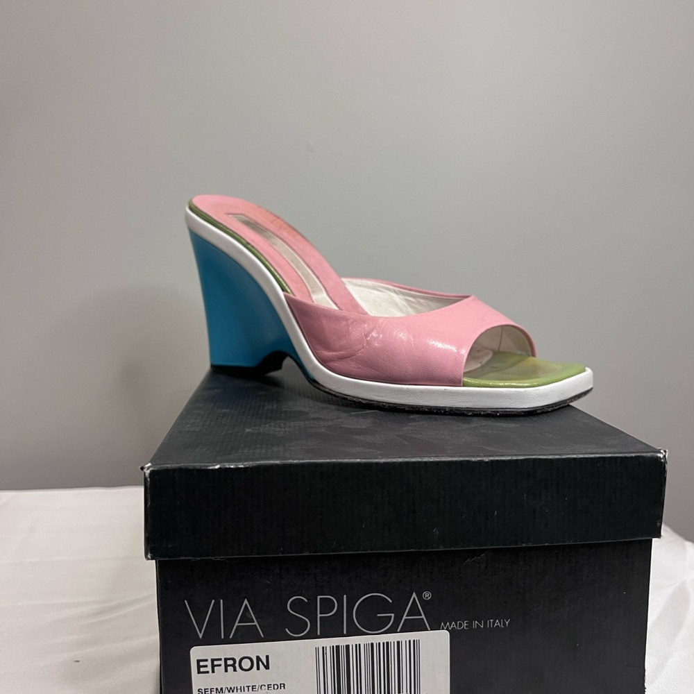 Via Spiga Pink and Blue Wedges